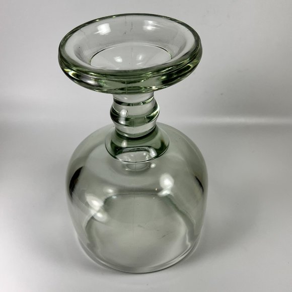Hand Blown Footed Stemmed Glass Goblet Vase Green Hue Tint Heavy Unbranded 8" - Picture 5 of 16